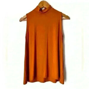 Retroluxe Women’s Sleeveless  Rustic Orange Mock Neck Casual Summer Shirt Small